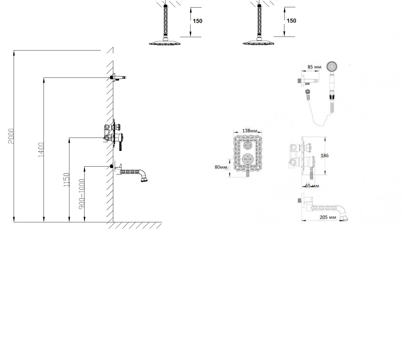 Hansgrohe ibox universal монтаж. Встроенный смеситель для душа hansgrohe. Высота установки лейки тропического душа. Установка встроенного душа. Grohe freehander душ.