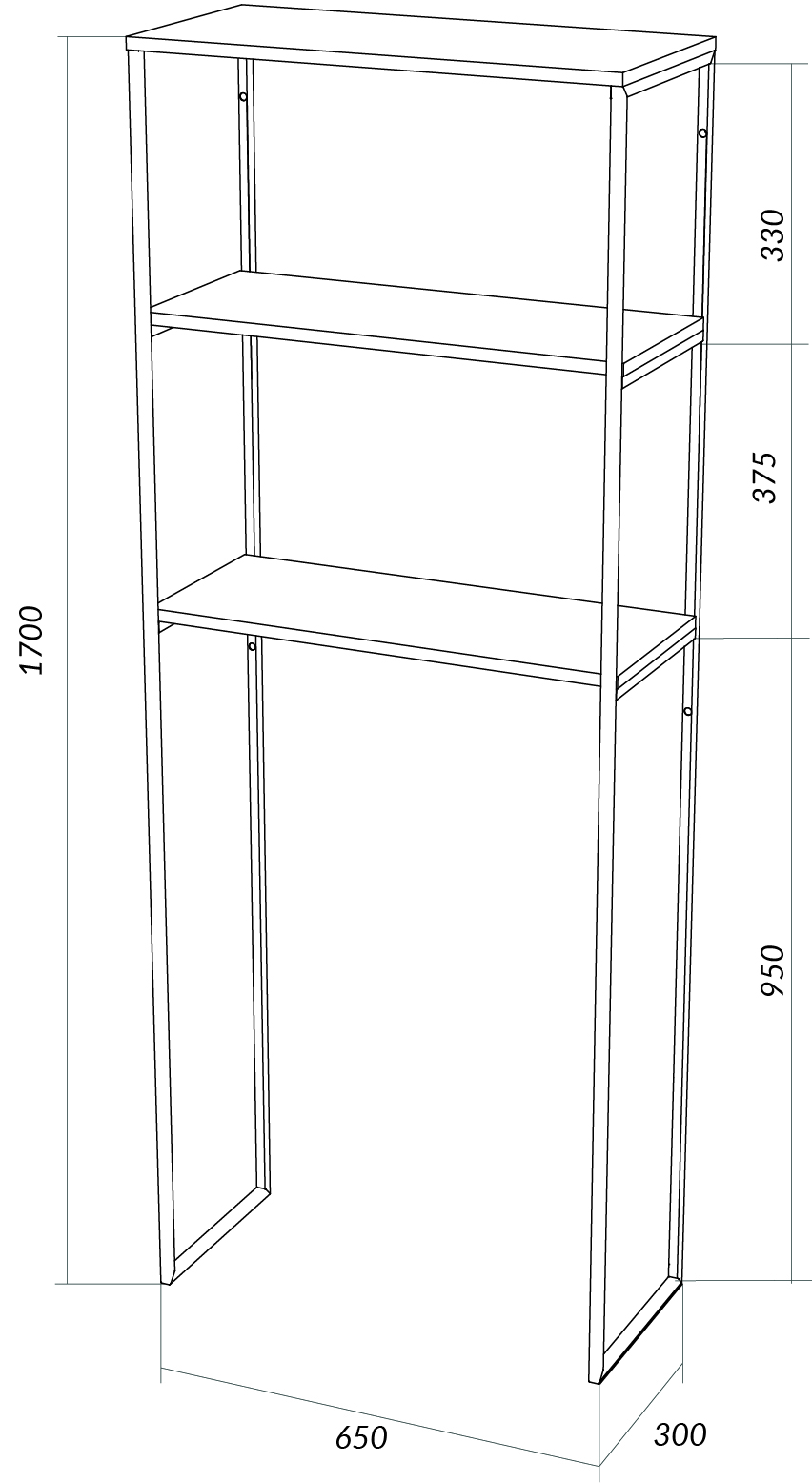 Шкаф grunge loft над стир машиной 170 65 дуб вотан