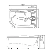 Акриловая гидромассажная ванна Gemy G9083, Ориентация: Правая, Комплектация: гидромассаж, аэромассаж, электр.пульт,хромотерапия, изображение 5