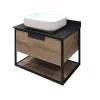 COMFORTY. Тумба-умывальник "Кёльн-75/90" дуб темный с черной столешницей, с раковиной, Выбрать цвет: дуб темный , Выбрать размер: 75, Комплектация: раковина Comforty T-Y9378, изображение 4