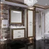 Мебель для ванной: Тумба с раковиной 80 см подвесная Opadiris Карат Бежевый глянцевый с золотой патиной 1 в магазине Акватория