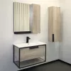 Мебель для ванной: Зеркало-шкаф Comforty Бонн  75/90  графит/дуб дымчатый 1 в магазине Акватория