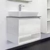 Мебель для ванной: Тумба-умывальник Comforty Прага-60 дуб белый с графитовой столешницей с раковиной Comforty 9055RA-50 1 в магазине Акватория