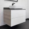Мебель для ванной: Тумба-умывальник Comforty Таллин-80 Белый/Дуб натуральный с графитовой столешницей с раковиной Comforty T-Y9378 1 в магазине Акватория