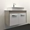 Мебель для ванной: Тумба-умывальник Comforty Киото-75П сосна лоредо с белой столешницей с раковиной Comforty 9055RA-50 1 в магазине Акватория