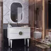 Мебель для ванной: Тумба с раковиной напольная OPADIRIS Ибица-120 Белый/Золото 1 в магазине Акватория