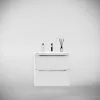 Мебель для ванной: Тумба подвесная с раковиной "Марелла " (2 ящ.) Люкс антискрейтч белый глянец, PLUS 1 в магазине Акватория