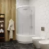 Душевой уголок ZF90 PARLY с поддоном, Цвет стекла: матовое, Высота поддона: Высокий, Цвет профиля: Белый, Выбрать размер: 90х90, изображение 3
