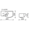 Умывальник Ceramica Nova CN6039 L/R подвесной прямоугольный  с крепежом  Element 400*220*120мм, Ориентация: правая, изображение 8