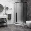 Душевой угол  C3ABD  Ceruttispa без поддона (90x90x195), Цвет стекла: рифленое, Цвет профиля: Черный, Выбрать размер: 90х90, изображение 3