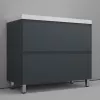 Тумба напольная Style line "Манхэттен 100/80/70/60" ЭМАЛЬ с раковиной ASTI , 2 ящика , PLUS, графит, Выбрать цвет: Графит, Выбрать размер: 100, Внешний вид: с белой раковиной, изображение 2