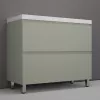 Тумба напольная Style line "Манхэттен 100/80/70/60" ЭМАЛЬ с  раковиной ASTI , 2 ящика ,PLUS ,олива, Выбрать цвет: Олива, Выбрать размер: 100, Внешний вид: с белой раковиной, изображение 2