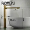 Смеситель для раковины AVS Elegant высокий, брашированное золото, Выбрать цвет: Брашированное золото, изображение 14