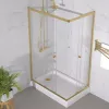 Душевое ограждение Triton "ВЕНТА-ГОЛД"  низкий поддон, Цвет стекла: прозрачное, Цвет профиля: Золото, Выбрать размер: 120х80, изображение 2