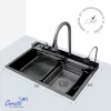 Многофункциональная мойка Ceruttispa GLORIA II nano black (серая) из нержавеющей стали, кухонная, изображение 6