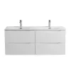 Мебель для ванной: Тумба подвесная с раковиной 2 чаши, с 4 ящиками BelBagno MARINO-CER-N 120 Bianco Lucido 1 в магазине Акватория