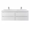 Тумба подвесная под двойную раковину  Uperwood Tanos 120х45х50 см, белая, 4 ящика, Выбрать цвет: Белый матовый, изображение 5