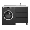 Тумба под стиральную машину напольная Uperwood Tanos 60, черная, 2/3 ящика, Выбрать цвет: Черный матовый, Выбрать размер: 60, Внешний вид: 3 ящика, изображение 5