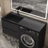 Раковина над стиральной машиной Uperwood Cosmos Quartz 120 см, левая/правая, уголь, Выбрать цвет: Уголь, Внешний вид: Крыло справа