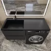 Раковина над стиральной машиной Uperwood Cosmos Quartz 120 см, левая/правая, уголь, Выбрать цвет: Уголь, Внешний вид: Крыло справа, изображение 2