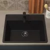 Кухонная мойка из искусственного камня Uperwood ECON UPD-104-004, прямоугольная, черная матовая, Выбрать цвет: Черный оникс, изображение 3