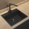 Кухонная мойка из искусственного камня Uperwood UPD-104, прямоугольная, цвет уголь, Выбрать цвет: Уголь, изображение 3