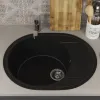 Кухонная мойка из искусственного камня Uperwood ECON UPD-107-004, овальная, черная матовая, Выбрать цвет: Черный оникс, изображение 3