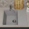 Кухонная мойка из искусственного камня Uperwood ECON UPD-201-003, прямоугольная, серая матовая, Выбрать цвет: Светло-серый, изображение 3