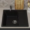 Кухонная мойка из искусственного камня Uperwood ECON UPD-201-004, прямоугольная, черная матовая, Выбрать цвет: Черный оникс, изображение 3