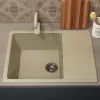 Кухонная мойка из искусственного камня Uperwood ECON UPD-202-002, прямоугольная, бежевая матовая, Выбрать цвет: Слоновая кость, изображение 3