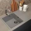 Кухонная мойка из искусственного камня Uperwood ECON UPD-202-003, прямоугольная, серая матовая, Выбрать цвет: Светло-серый, изображение 2