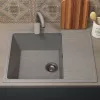 Кухонная мойка из искусственного камня Uperwood ECON UPD-202-003, прямоугольная, серая матовая, Выбрать цвет: Светло-серый, изображение 3