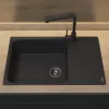 Кухонная мойка из искусственного камня Uperwood UPD-400, прямоугольная, цвет уголь, Выбрать цвет: Уголь, изображение 4
