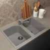 Кухонная мойка из искусственного камня Uperwood ECON UPD-402-003, прямоугольная, 2 чаши, серая матовая, Выбрать цвет: Светло-серый, изображение 2