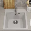 Кухонная мойка из искусственного камня Uperwood ECON UPD-404-001, прямоугольная, белая матовая, Выбрать цвет: Белый камень, изображение 4