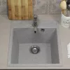 Кухонная мойка из искусственного камня Uperwood ECON UPD-404-003, прямоугольная, серая матовая, Выбрать цвет: Светло-серый, изображение 4