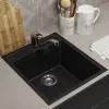 Кухонная мойка из искусственного камня Uperwood ECON UPD-404-004, прямоугольная, черная матовая, Выбрать цвет: Черный оникс, изображение 3