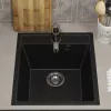 Кухонная мойка из искусственного камня Uperwood ECON UPD-404-004, прямоугольная, черная матовая, Выбрать цвет: Черный оникс, изображение 4