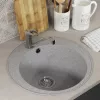Кухонная мойка из искусственного камня Uperwood ECON UPD-405-003, круглая, серая матовая, Выбрать цвет: Светло-серый, изображение 3