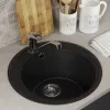 Кухонная мойка из искусственного камня Uperwood ECON UPD-405-004, круглая, черная матовая, Выбрать цвет: Черный оникс, изображение 3
