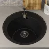 Кухонная мойка из искусственного камня Uperwood ECON UPD-405-004, круглая, черная матовая, Выбрать цвет: Черный оникс, изображение 4