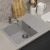 Кухонная мойка из искусственного камня Uperwood ECON UPD-506-003, прямоугольная, серая матовая, Выбрать цвет: Светло-серый, изображение 2