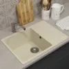 Кухонная мойка из искусственного камня Uperwood ECON UPD-506-002, прямоугольная, бежевая матовая, Выбрать цвет: Слоновая кость, изображение 2