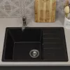 Кухонная мойка из искусственного камня Uperwood ECON UPD-506-004, прямоугольная, черная матовая, Выбрать цвет: Черный оникс, изображение 3