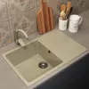 Кухонная мойка из искусственного камня Uperwood ECON UPD-507-002, прямоугольная, бежевая матовая, Выбрать цвет: Слоновая кость, изображение 2