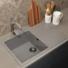 Кухонная мойка из искусственного камня Uperwood ECON UPD-507-003, прямоугольная, серая матовая, Выбрать цвет: Светло-серый, изображение 2