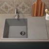 Кухонная мойка из искусственного камня Uperwood ECON UPD-507-003, прямоугольная, серая матовая, Выбрать цвет: Светло-серый, изображение 3