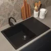 Кухонная мойка из искусственного камня Uperwood ECON UPD-507-004, прямоугольная, черная матовая, Выбрать цвет: Черный оникс, изображение 2