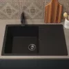 Кухонная мойка из искусственного камня Uperwood ECON UPD-507-004, прямоугольная, черная матовая, Выбрать цвет: Черный оникс, изображение 3