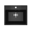 Кухонная мойка из искусственного камня Uperwood ECON UPD-408-004, прямоугольная, черная матовая, Выбрать цвет: Черный оникс, изображение 4